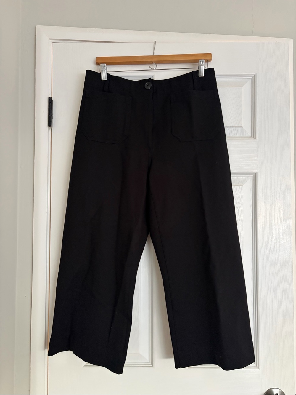 Quince Black Wide-Leg Crop Trousers